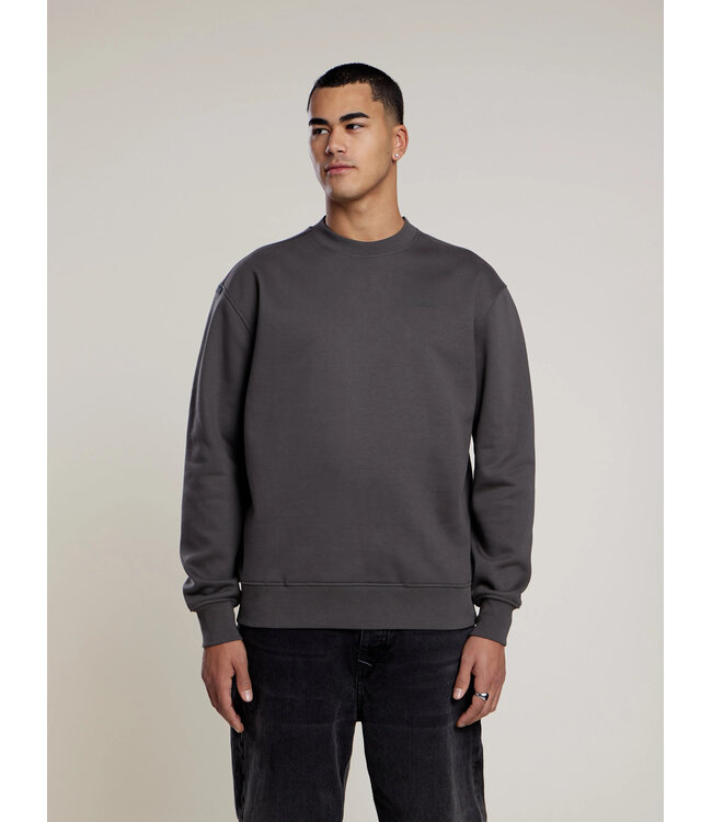 Aeden Sweater, Katoen, Oversized, Lange Mouw, Rugprint, Grijs, Dark Shadow