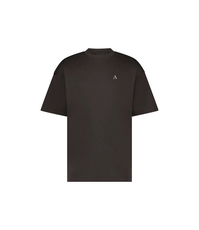 Aeden T-Shirt, Katoen, Oversized, Korte Mouw, Rugprint, Bruin