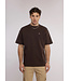 Aeden T-Shirt, Katoen, Oversized, Korte Mouw, Rugprint, Bruin