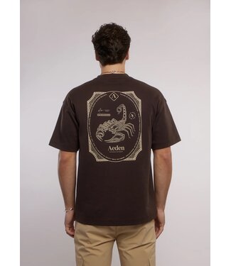 Aeden Aeden, T-Shirt, Katoen, Oversized, Korte Mouw, Rugprint, Bruin