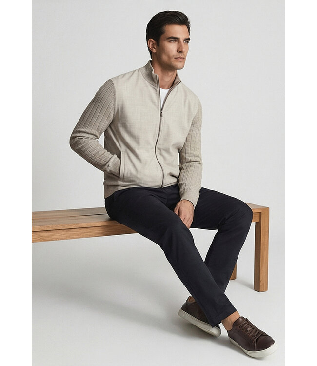 Thomas Maine Vest met Rits, Merino Wol,  Lichtgrijs