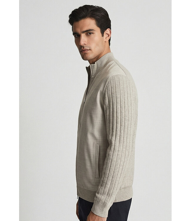 Thomas Maine Vest met Rits, Merino Wol,  Lichtgrijs