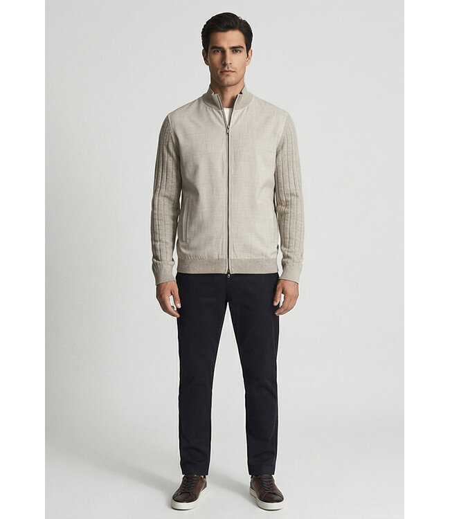 Thomas Maine Vest met Rits, Merino Wol,  Lichtgrijs