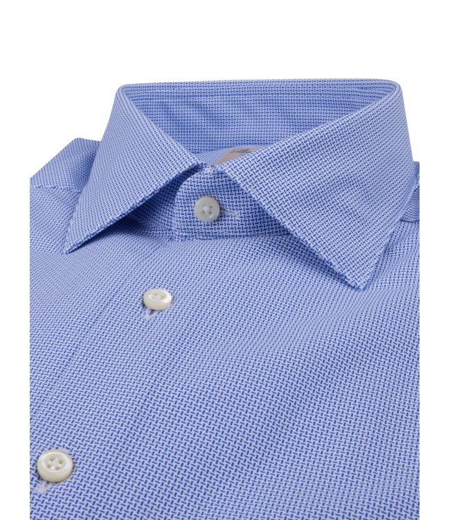 Stenstroms Overhemd, Lange Mouw, Active Stretch-fabric Jersey, Lichtblauw Micro Design, Slimline