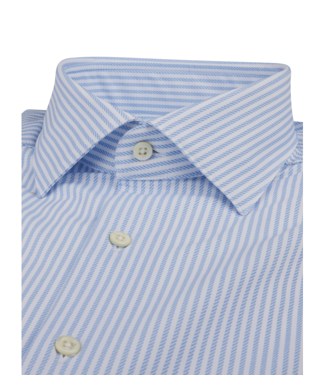 Stenstroms Overhemd, Lange Mouw, Stretchfabric Jersey, Wit, Lichtblauw, Gestreept, Slimline
