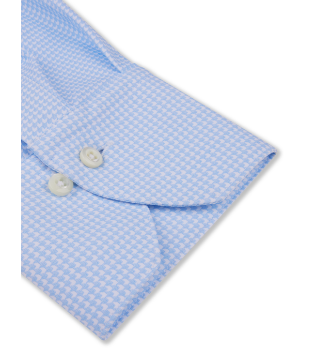 Stenstroms Overhemd, Lange Mouw, Stretchfabric Jersey, Lichtblauw, Micro Ruit, Slimline