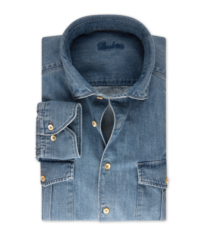 Stenstroms Overhemd, Denim, Casual, Lange Mouw, Slimline