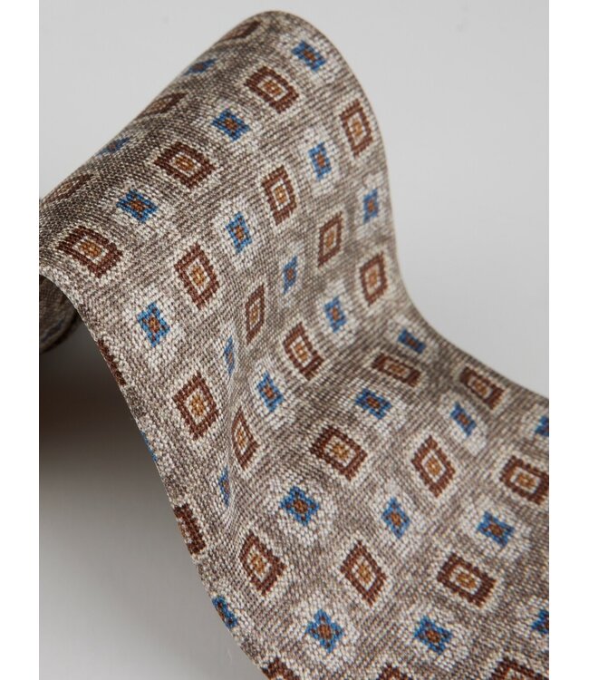 Stenstroms Das, Zijde, Beige, Blauw, Bruin Patroon