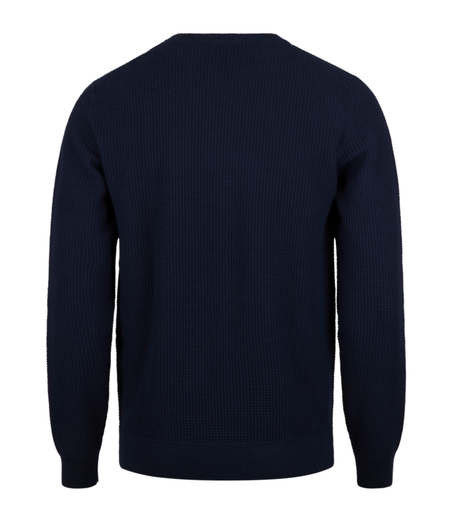 Stenstroms Trui, Ronde Hals, Katoen, Structuur Knit, Donkerblauw