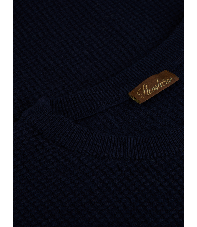 Stenstroms Trui, Ronde Hals, Katoen, Structuur Knit, Donkerblauw