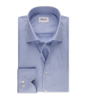 Stenstroms Stenstroms, Overhemd, Lange Mouw, Twill Katoen, Blauw, Micro Pied de Poule Print, Regular Fit