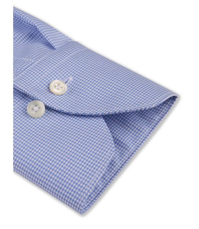 Stenstroms Overhemd, Lange Mouw, Twill Katoen, Blauw, Micro Pied de Poule Print, Regular Fit