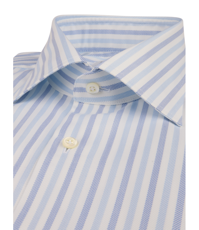 Stenstroms Overhemd, Lange Mouw, Twill Katoen, Wit, Blauw, Lichtblauw, Gestreept, Regular Fit