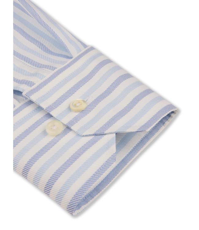 Stenstroms Overhemd, Lange Mouw, Twill Katoen, Wit, Blauw, Lichtblauw, Gestreept, Regular Fit