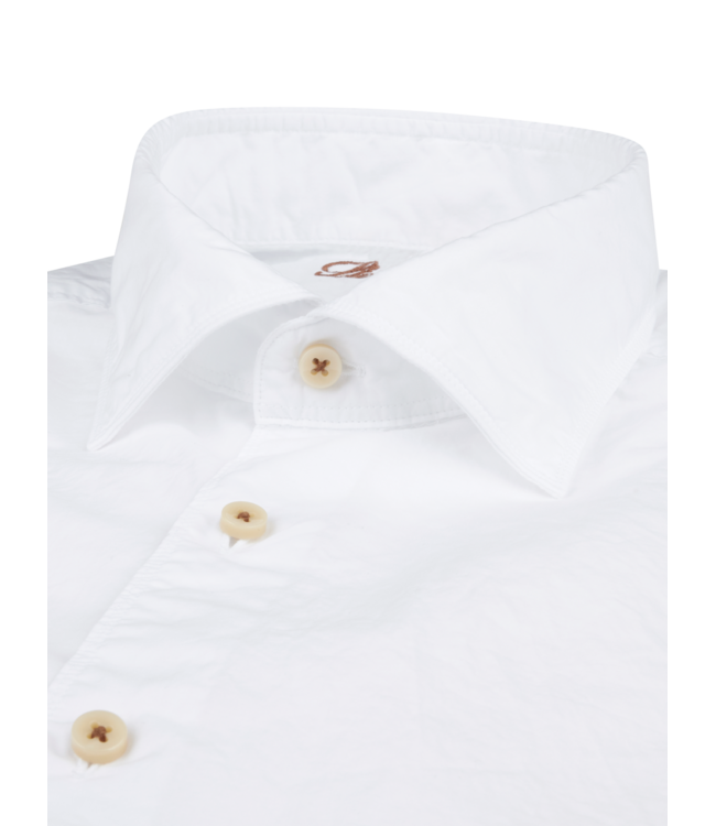 Stenstroms Overhemd, Poplin Katoen, Lange Mouw, Wit, Regular Fit