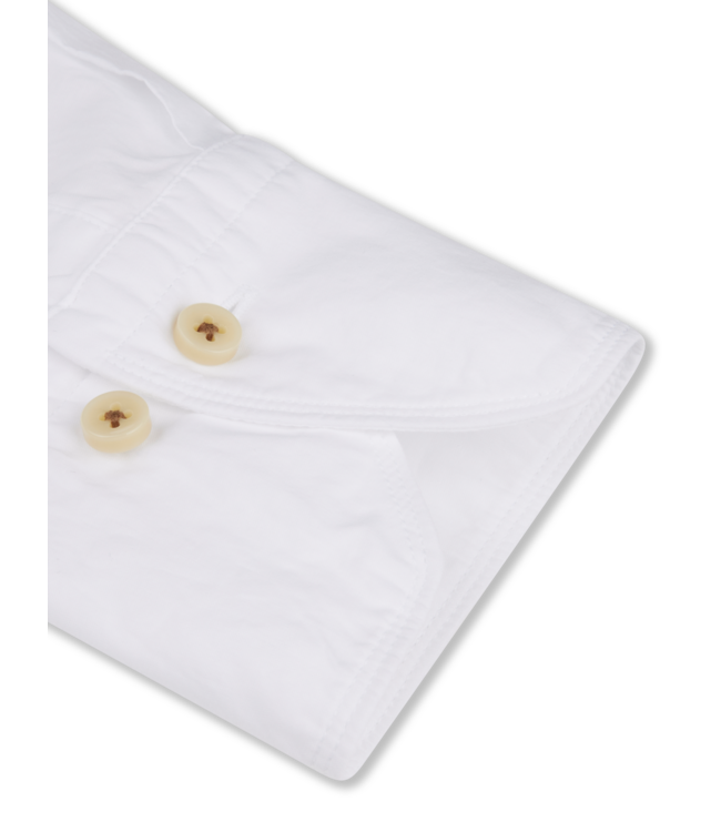 Stenstroms Overhemd, Poplin Katoen, Lange Mouw, Wit, Regular Fit