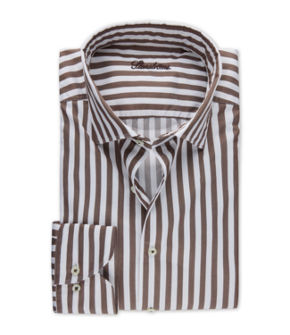 Stenstroms Stenstroms, Overhemd, Lange Mouw, Casual, Two-Ply Katoen, Donkerbruin, Wit, Gestreept, Slimline