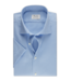 Stenstroms Overhemd, Twofold Katoen, Korte Mouw, Wit, Lichtblauw, Micro Ruit, Regular Fit