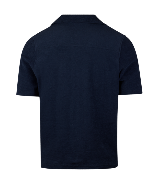 Stenstroms Polohemd, met Rever Kraag, Korte Mouw, Badstof, Donkerblauw