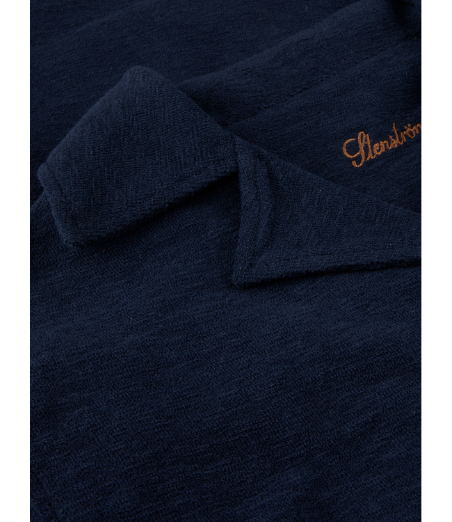 Stenstroms Polohemd, met Rever Kraag, Korte Mouw, Badstof, Donkerblauw