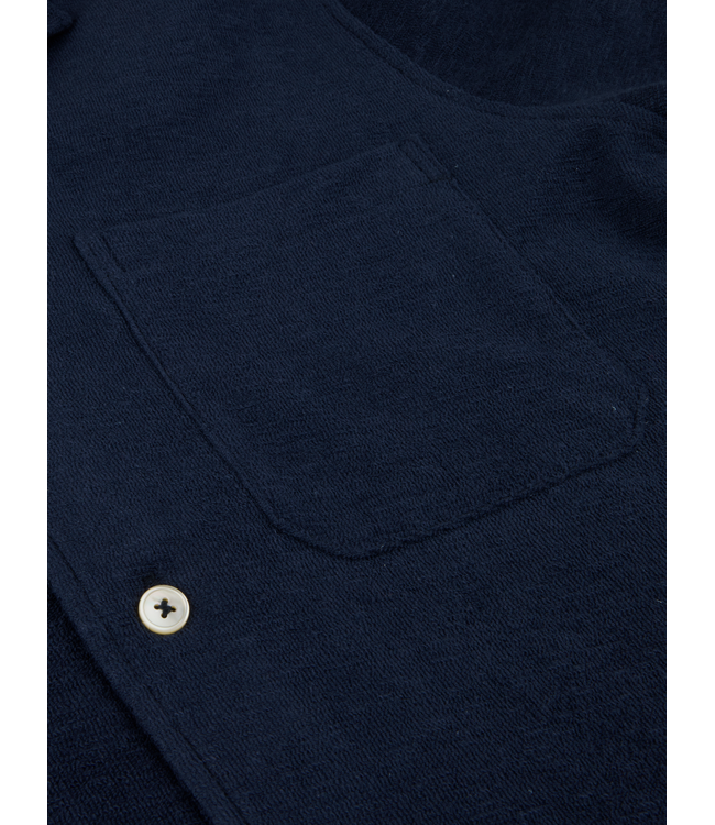 Stenstroms Polohemd, met Rever Kraag, Korte Mouw, Badstof, Donkerblauw