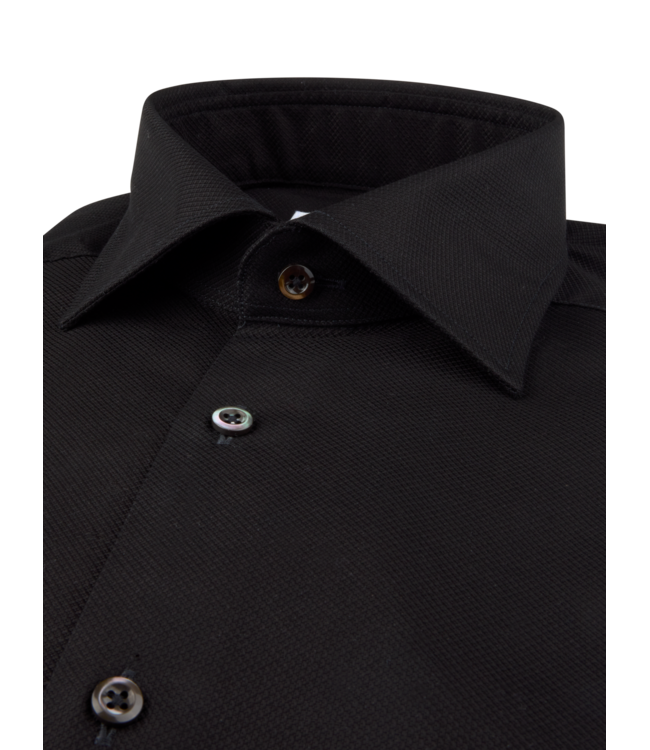 Stenstroms Overhemd, Lange Mouw, Stretch Katoen, Zwart, Slimline