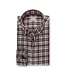 Stenstroms Overhemd, Flanel, Lange Mouw, Grijs, Ecru, Steenrood  Geruit, Slimline