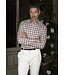Stenstroms Overhemd, Flanel, Lange Mouw, Grijs, Ecru, Steenrood  Geruit, Slimline