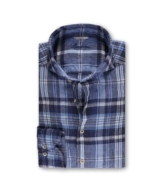 Stenstroms Stenstroms, Overhemd, Linnen, Geruit, Blauw, Wit, Lichtblauw, Lange Mouw, Slimline