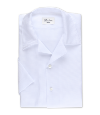 Stenstroms Stenstroms, Resort Shirt, Katoen, Stuctuur, Lido Kraag, Korte Mouw, Wit