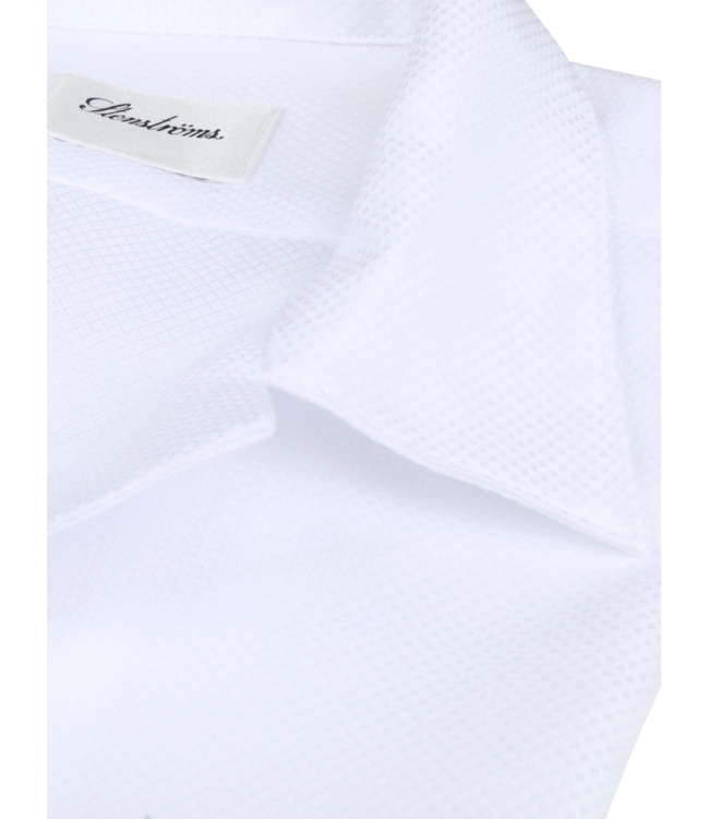Stenstroms Resort Shirt, Katoen, Stuctuur, Lido Kraag, Korte Mouw, Wit