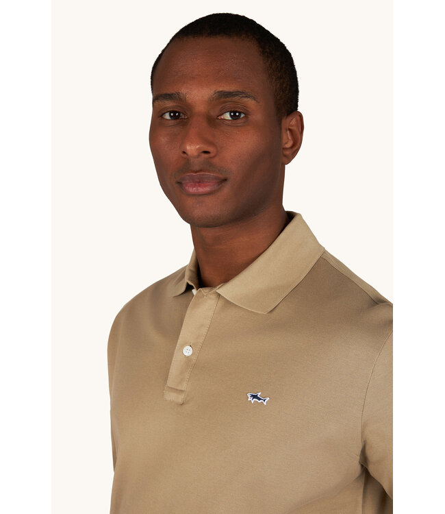 Paul & Shark Polo, Korte Mouw, Pique Katoen, Uni Beige, Shark Logo