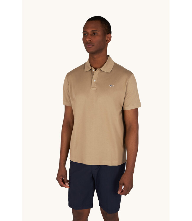 Paul & Shark Polo, Korte Mouw, Pique Katoen, Uni Beige, Shark Logo