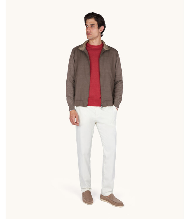 Paul & Shark Hybrid Vest met Rits, Wol, Zijde, Green Storm System® Loro Piana Fabric, Taupe
