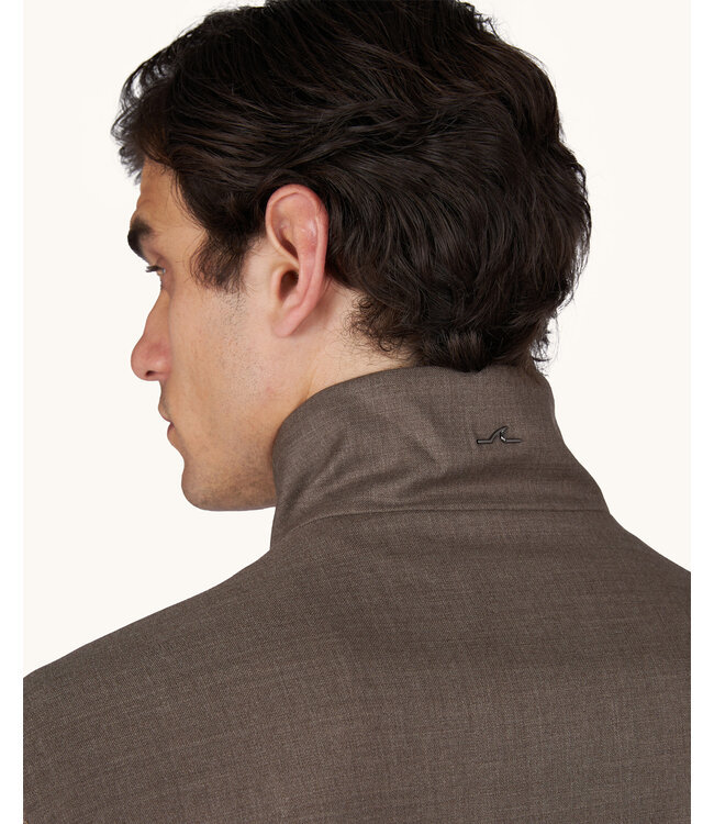 Paul & Shark Hybrid Vest met Rits, Wol, Zijde, Green Storm System® Loro Piana Fabric, Taupe