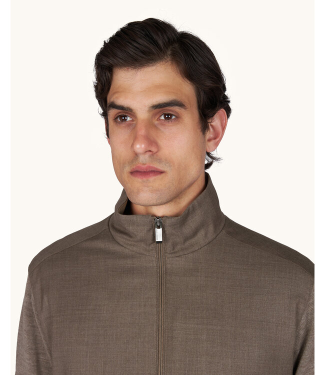 Paul & Shark Hybrid Vest met Rits, Wol, Zijde, Green Storm System® Loro Piana Fabric, Taupe