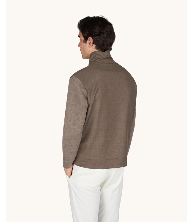 Paul & Shark Hybrid Vest met Rits, Wol, Zijde, Green Storm System® Loro Piana Fabric, Taupe