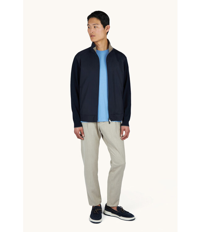 Paul & Shark Hybrid Vest met Rits, Wol, Zijde, Green Storm System® Loro Piana Fabric, Donkerblauw