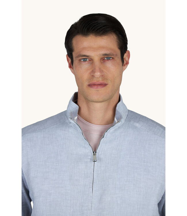 Paul & Shark Hybrid Vest met Rits, Fresco Katoen, Linnen Details, Lichtgrijs