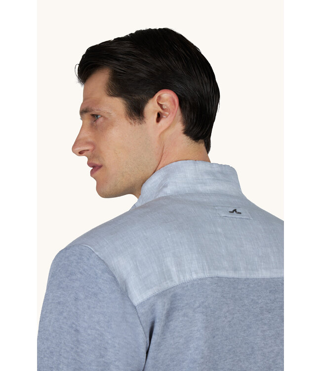 Paul & Shark Hybrid Vest met Rits, Fresco Katoen, Linnen Details, Lichtgrijs
