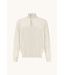 Paul & Shark Paul & Shark, Trui, Half-Zip, Merino Summer Wool, Snow White met Beige Alcantara Accenten