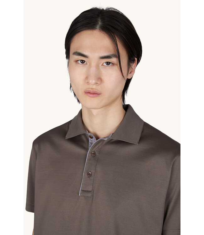 Paul & Shark Polo, Korte Mouw, Katoen, Linnen Accenten, Taupe