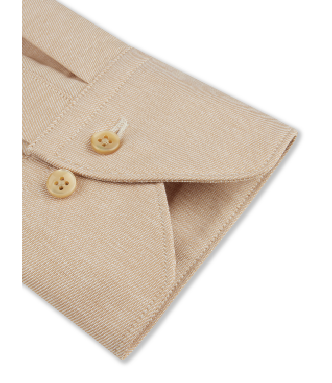 Stenstroms Overhemd, Twill Katoen, Lange Mouw, Twee Borstzakken, Slimline, Beige Gemeleerd