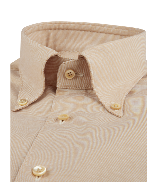 Stenstroms Overhemd, Twill Katoen, Lange Mouw, Twee Borstzakken, Beige Gemeleerd, Regular Fit