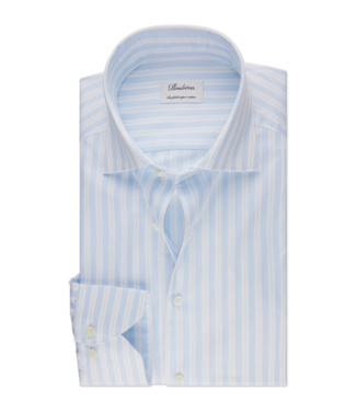 Stenstroms Stenstroms, Overhemd, Lange Mouw, Twill Katoen, Kent Kraag, Wit, Lichtblauw, Gestreept, Regular Fit