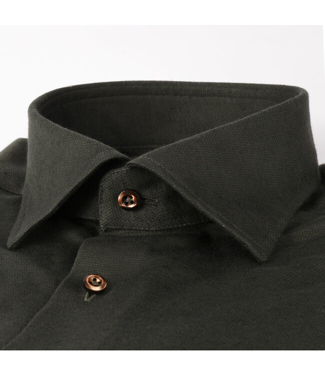 Stenstroms Overhemd, Linnen Katoen Mix, Lange Mouw, Groen, New Slimline