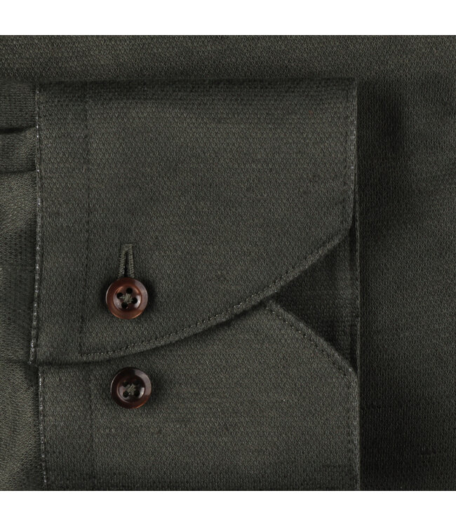 Stenstroms Overhemd, Linnen Katoen Mix, Lange Mouw, Groen, New Slimline