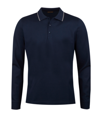 Stenstroms Stenstroms, Polo, Katoen Pique, Lange Mouw, Donkerblauw