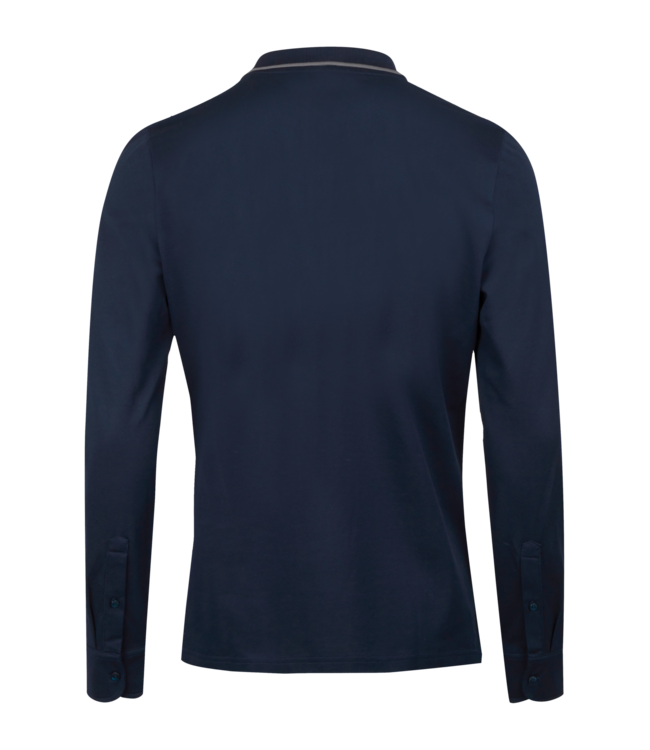 Stenstroms Polo, Katoen Pique, Lange Mouw, Donkerblauw