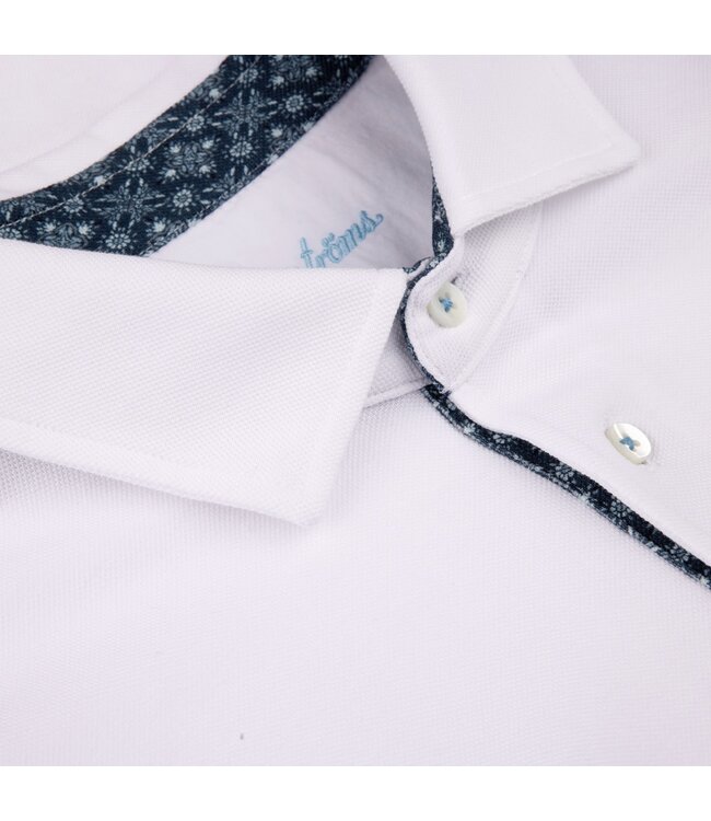 Stenstroms Polo, Korte Mouw, Katoen, Wit met Contrast Kraag